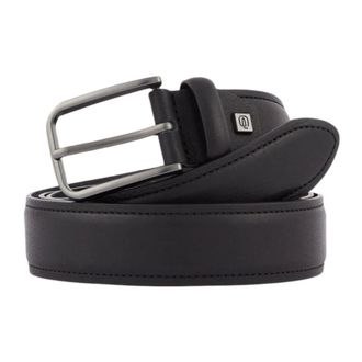 Piquadro Black leather belt with buckle - male - Piquadro - Belts - Black - ONE SIZE - Accessories