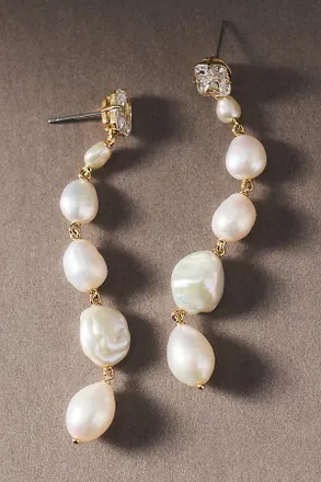 Nadri Madrid Freshwater Pearl Linear Earrings