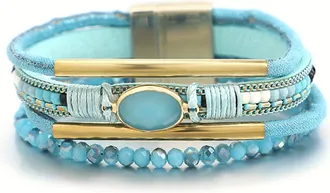 Liv Oliver 18K Gold Aqua Blue Quartz Bracelet