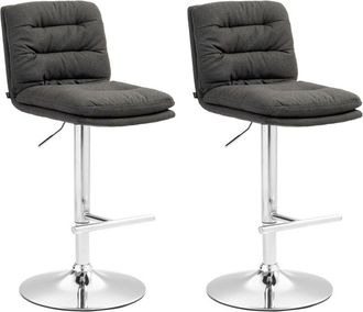 Clp Clp - Lote De 2 Taburetes De Bar De Tela Damar Gris Oscuro Cromado