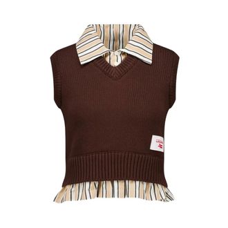 Charles Jeffrey Loverboy LOVERBOY by Charles Jeffrey, Sleeveless Knitwear, male, Brown, Size: M V-neck Cropped Vest Shirt