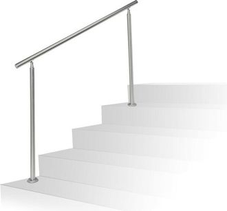 Relaxdays Relaxdays - Barandilla Escalera, Pasamanos De 1,5 M Largo, 2 Postes, Sin Travesa&ntilde;os, 1 Ud., Acero Inoxidable, Plateado