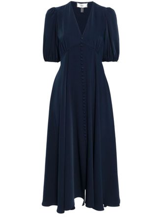 Nissa decorative-buttons flared midi dress - Blue