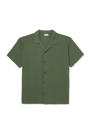 Sunspel Slim-Fit Camp-Collar Supima Cotton-Mesh Shirt