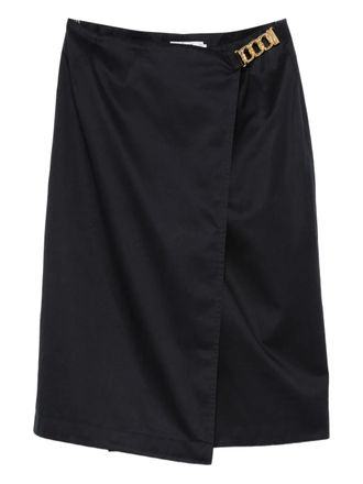 Celine 1990s wrapped cotton midi skirt - Blue