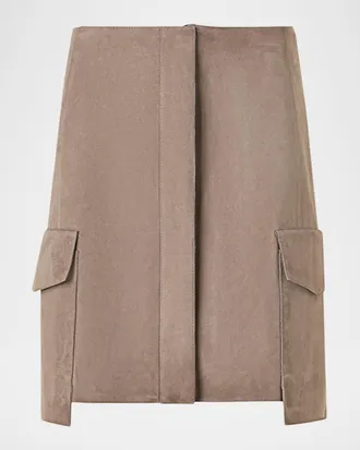 Akris Suede Cargo Pocket Mini Skirt