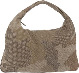Bottega Veneta Intrecciato Shoulder Bag Leather Gray Leather Handbag (Pre-Owned)