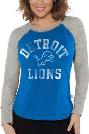 G-III 4Her by Carl Banks Womens G-III 4Her by Carl Banks Blue/Heather Gray Detroit Lions Waffle Knit Raglan Long Sleeve T-Shirt at Nordstrom, Size Xx-Large