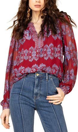Hale Bob Long Sleeve Lexie Silk-Blend Blouse