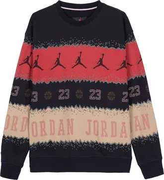 Nike Jordan Air Jordan Essential Holiday Fleece Crew Beige Black Red FD7464-687