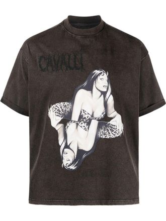 Roberto Cavalli T-shirt con stampa grafica - Grigio