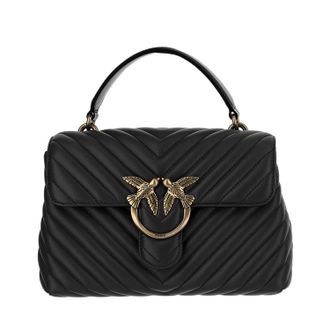 Pinko Black Love Lady Puff Big Quilted Leather Shoulder Bag