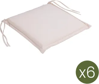 EDÈN JARDÍ Pack 6 cojines para sillas de jardín estándar beige 40x42x3 cm