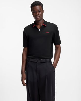 HUGO BOSS Mens Dalomino Short Sleeve Polo Shirt in Black Cotton - Size X-Large