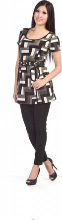 Papillon Geometric Print Dress In Black