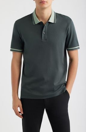 BOSS Parlay Tipped Cotton Polo in Open Green at Nordstrom, Size Xx-Large