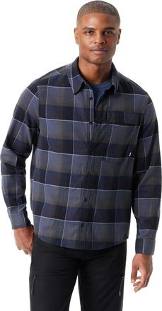 G.H. Bass & Co. Bass Outdoor Shirt Mens Blue Plaid Flannel Stretch Classic Fit Button-Up MAC38