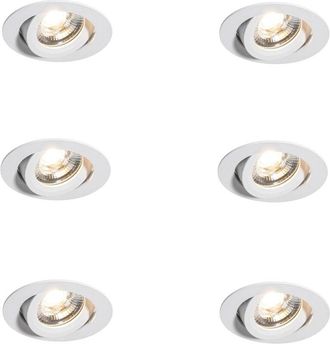 QAZQA Qazqa - Set of 6 Modern Recessed Spotlights White 8.2cm Incl. led IP54 Ultra Slim - Pupil