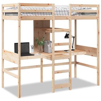 Berkfield Home Loft Bed Frame without Mattress 75x190cm Solid Wood Pine in Natural | Size: 75x190 cm