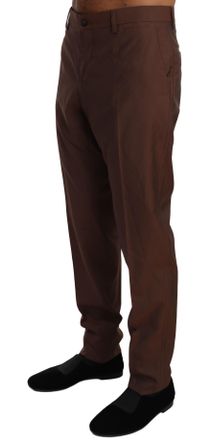 Dolce & Gabbana Mens Wool-Silk Blend Formal Trousers Brown