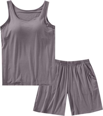 Generic Short Pjs for Women Sets Pyjamas Shorts Set Summer 2 Piece Pajamas Cami Pajama Co Ord Set Ladies Uk Sleeveless Lounge Plus Size Sleep Essentials Night