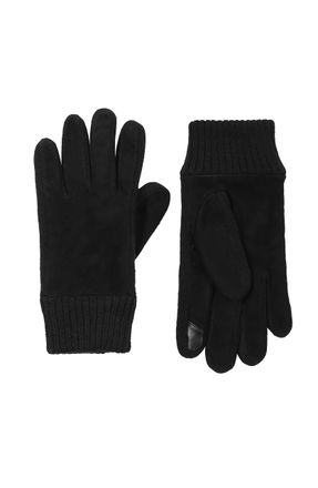Calvin Klein Mens Touchscreen Gloves, Black Suede, S