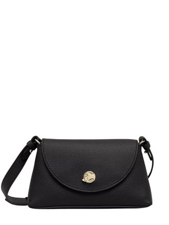 Coccinelle Nikla Structured Gold Emblem Pebbled Leather Shoulder Bag
