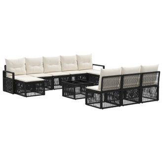 vidaXL Conjunto De Sof&aacute;s De Jard&iacute;n 11 Pcs Negro Rat&aacute;n Sint&eacute;tico Vidaxl