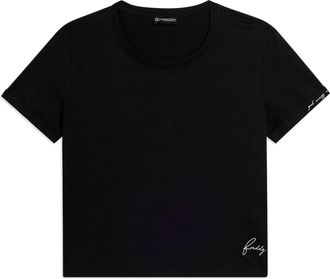 Freddy T-shirt cropped in jersey fiammato con risvolto sulle maniche