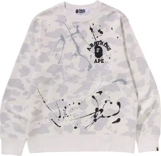 A Bathing Ape City Camo Painting Crewneck Sweatshirt White 1L80-113-006-WHT