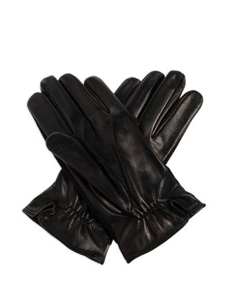 Emporio Armani leather-trimmed wool gloves - Black