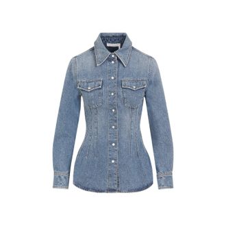 Chloé Foggy Blue Cotton Shirt-Donna