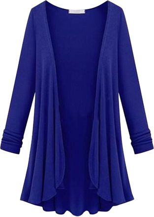 Generic Plus Size Cardigans For Women, Ladies Cardigans Uk, Elegant Vintage Open Front Knitted Outerwear Fashion High-Low Hem Cardigan Fashion Flowy Long Knit