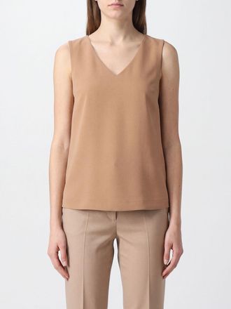 Herno Top smanicato in viscosa con scollo a V e design minimalista