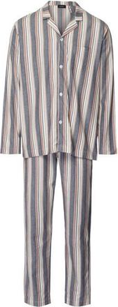 Hanro Cozy Comfort Cotton Flannel Button Front Pajama Set in Redwood Stripe at Nordstrom, Size Xx-Large