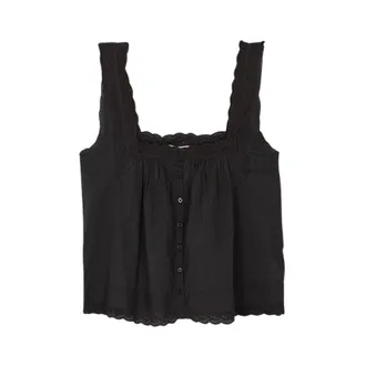 The Great. Top Eyelet - female - THE GREAT - Sleeveless Tops - Black - M - Tops