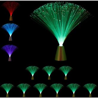 Relaxdays Set De 10 L&aacute;mparas De Fibra &Oacute;ptica, Cambio De Color, Led, Iluminaci&oacute;n De Ambiente, 33 Cm, Multicolor