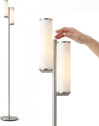 Brightech Gemini Satin Nickel 2-Light LED Floor Lamp