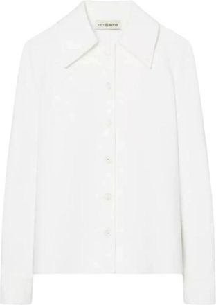 Tory Burch Wit Overhemd met Lange Mouwen - Dames - Overhemden - Wit - 2XS - Leer - Overhemden