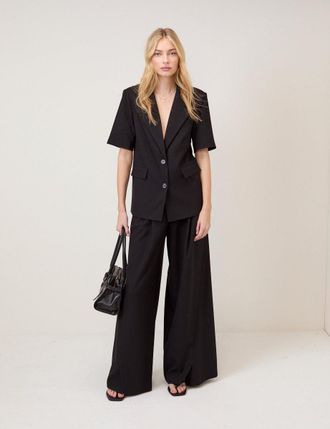 Nobody's Child Black Short Sleeve Boyfriend Blazer