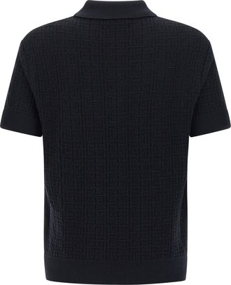 Balmain Mens Blue Wool Polo Shirt