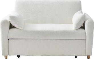 VENTE-UNIQUE.COM Sof&aacute; cama poli&eacute;ster 2 plazas blanco 140x87cm