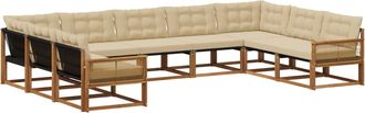 vidaXL Conjunto De Sof&aacute;s De Exterior 9 Uds. Natural Y Beige Vidaxl