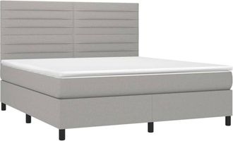 vidaXL Cama Box Spring Colch&oacute;n Y Luces Led Tela Gris Claro 180x200 Cm Vidaxl