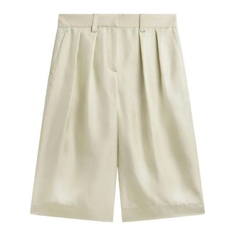 Frankie Shop Long Shorts, female, Beige, Size: S Marfa Pleated Bermuda Shorts