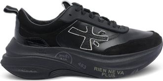 Premiata Sole Black Lace-Up Sneakers With Distinctive Logo