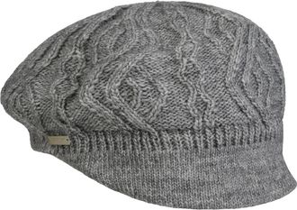 Seeberger Annelie Knit Newsboy Cap Women - Flat hat Peaked caps with Peak, Lining Winter Autumn-Winter - One Size Light Grey