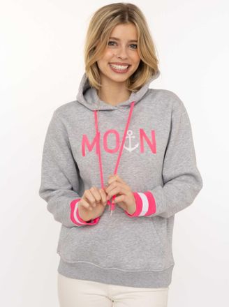 Zwillingsherz Hoodie ZWILLINGSHERZ Rahel, Damen, Gr. XXL, grau (hellgrau), Sweatware, Obermaterial: 50% Baumwolle, 50% Polyester, Basic normal, ohne Ausschnitt, ang