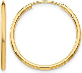 Diamond2Deal 14k Gold 1.50mm Polished Round Hoop Earrings 20 mm