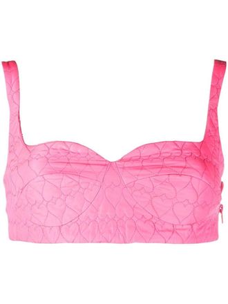 Marco Rambaldi heart-print bralette top - women - Polyester/Polyamide - L - Pink